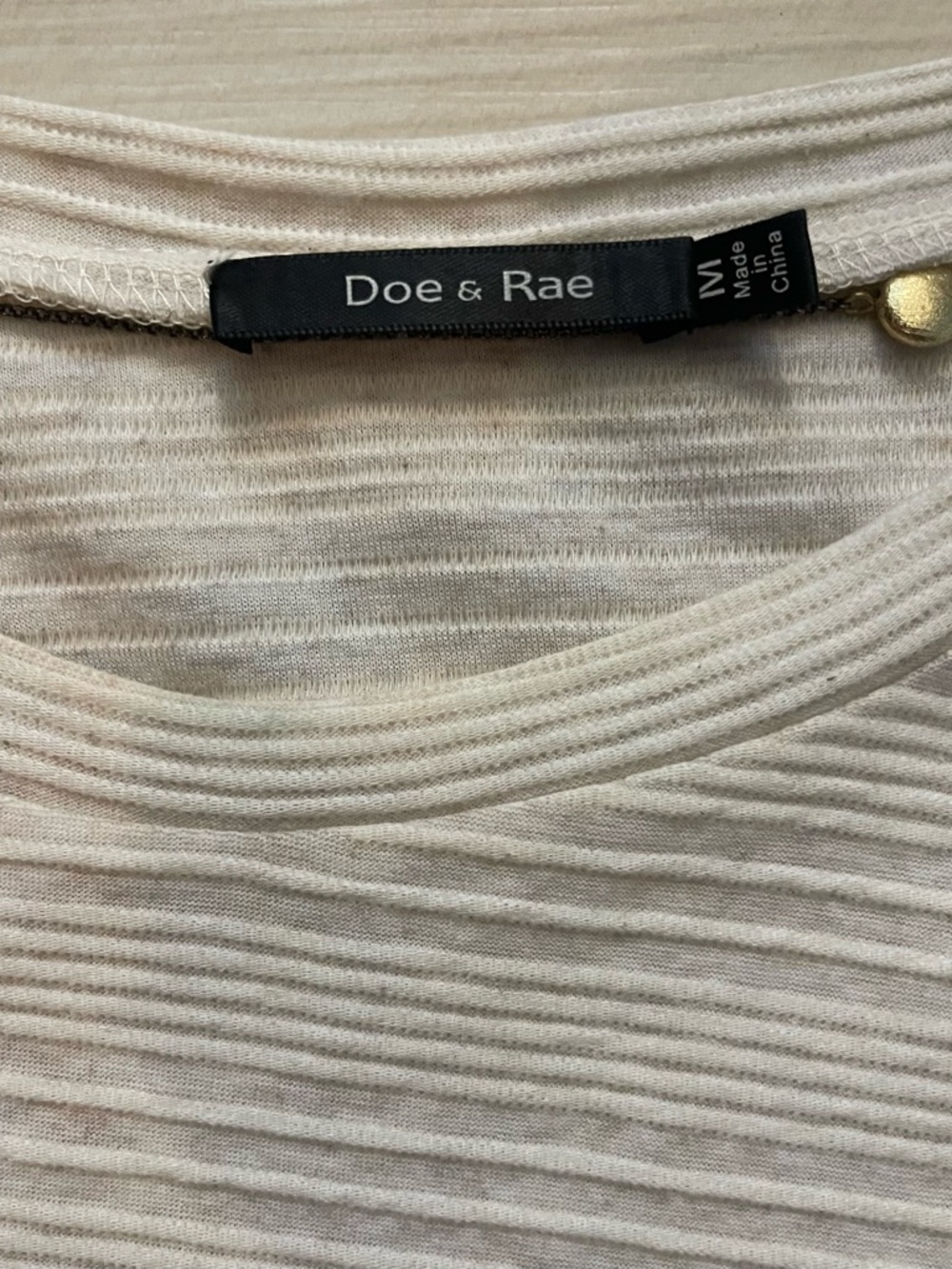 Doe & Rae Cream Striped Ruffle Cuff Long Sleeve Top - Picture 3 of 3